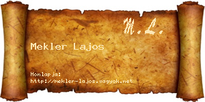 Mekler Lajos névjegykártya